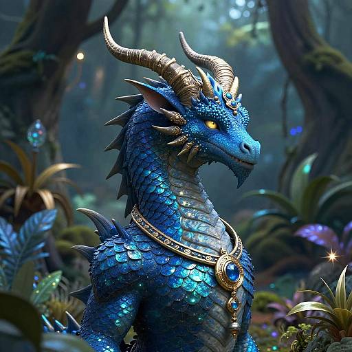 Vibrant Blue Dragonborn Portrait