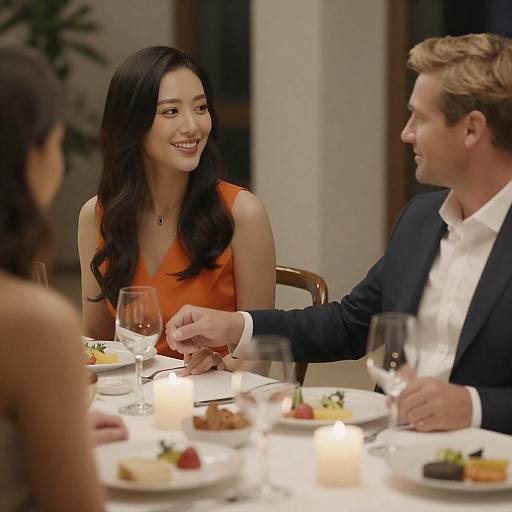 Elegant Dinner Table Engagement Moment