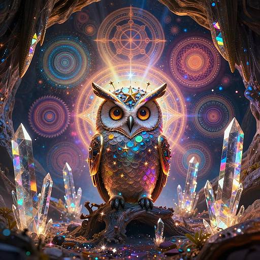 Psychedelic Alien Owl in Crystal Cave