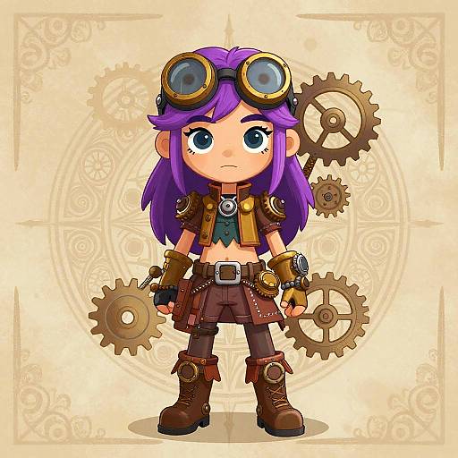 Steampunk Girl with Purple Hair