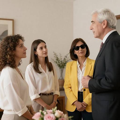 Warmly Lit Group Portrait with Flowers