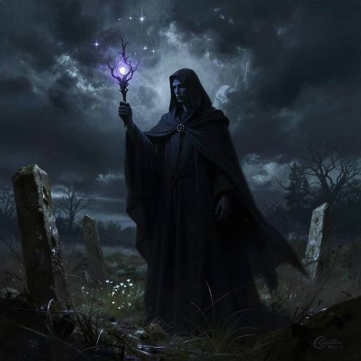 Wraith on Haunted Moor at Dusk