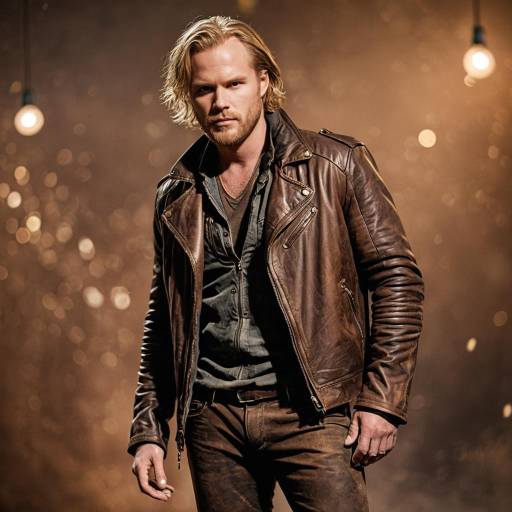 Rugged Man in Brown Leather Jacket