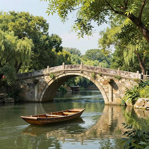 Ancient Stone Bridge by Tranquil River