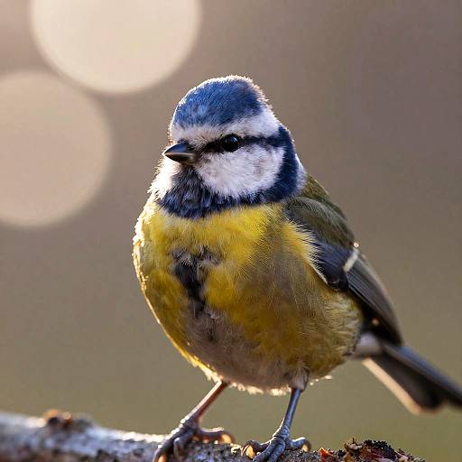 Close-up of Blue Tit Bird in Golden Light