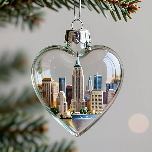NYC Big Apple Glass Heart Ornament