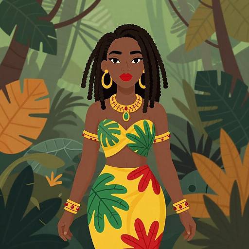Vibrant Rastafarian Jungle Queen Illustration