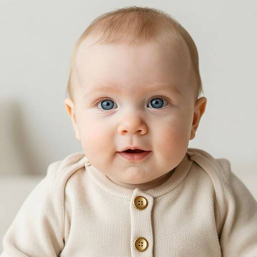 Adorable Baby in Beige Sweater