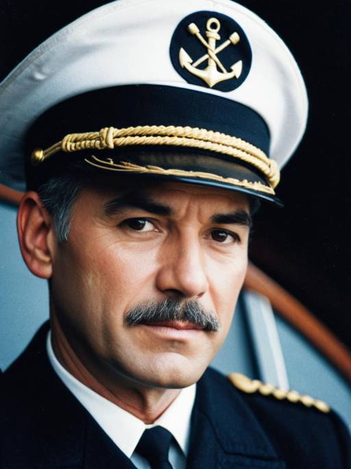 Close-up of Male Ship Captain in Uniform