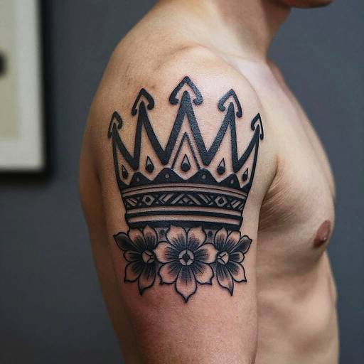 Tribal Floral Crown Tattoo Design