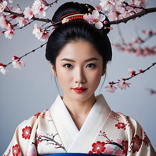 Elegant Japanese Woman in Traditional Kimono