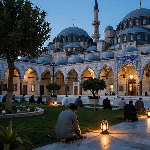 Serene Mosque Courtyard at Dusk