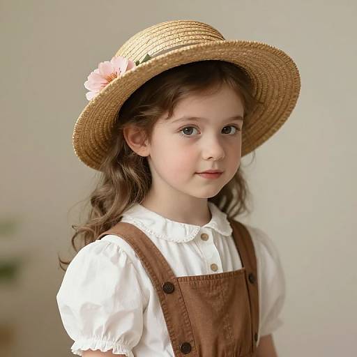 Vintage Style Girl in Straw Hat