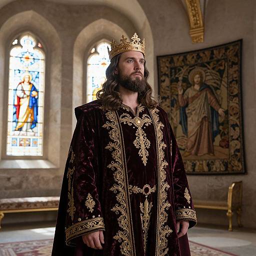 Regal Middle-Aged Man in Velvet Robe