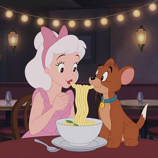 Romantic 1950s Lady and the Tramp Scene