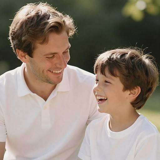 Heartwarming Outdoor Moment: Father and Son