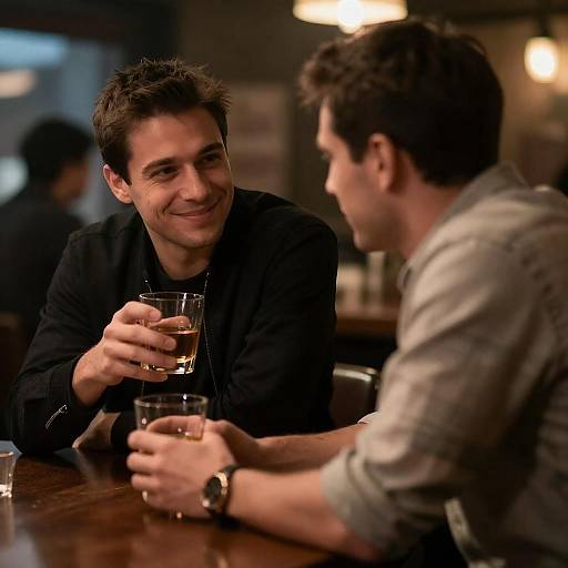 Two men enjoying drinks at a bar