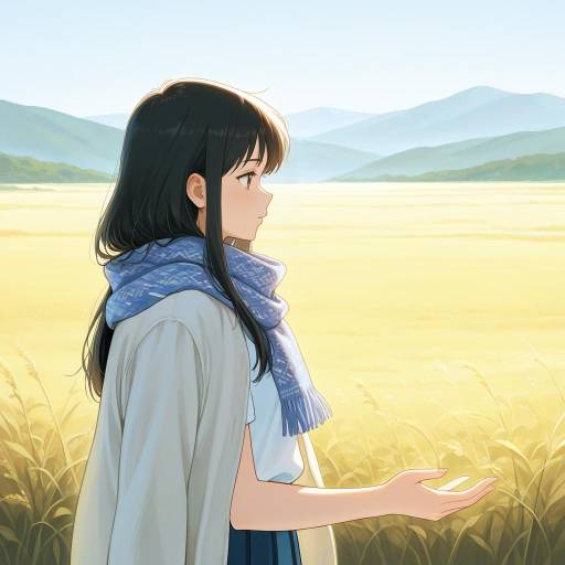 Serene Ghibli Girl in Rice Paddies Serene Ghibli Girl in Rice Paddies