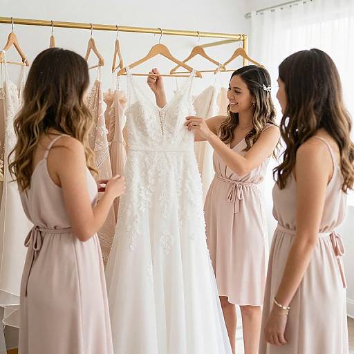 Bridesmaids Selecting Wedding Dress