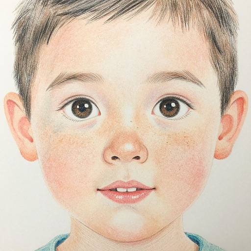 Colored Pencil Portrait of Freckled Child