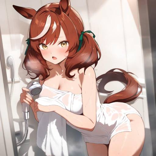 Shower Scene with Brown-Haired Horse Girl