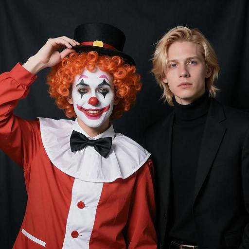 Clown and Man in Dramatic Portrait