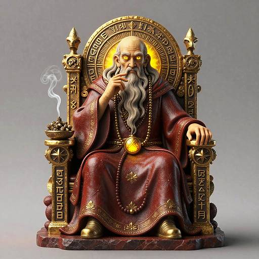 Ancient Wise Sage on Ornate Throne