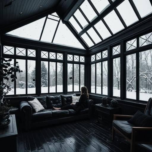 Luxury Black Sunroom with Winter View