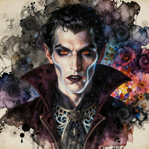 Neon Gothic Vampire Portrait Artwork