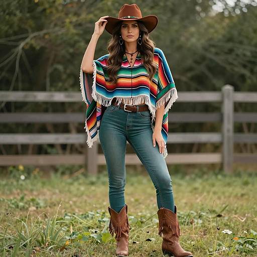 Stylish Hippy Costume Woman Outdoors