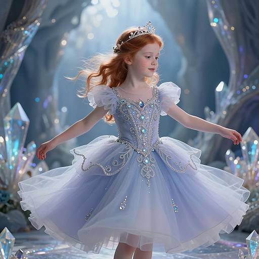 Young girl in crystal-embellished princess gown