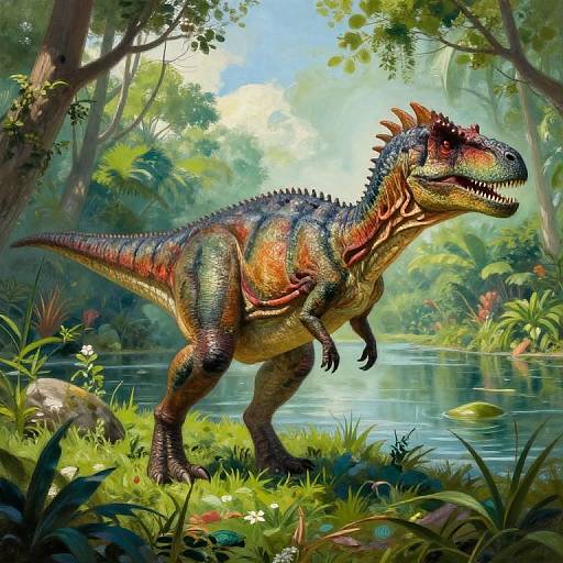 Spinosaurus Dinosaur by a Lake