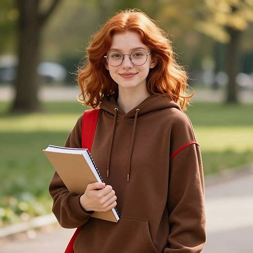 Confident Red-Haired Girl with Books