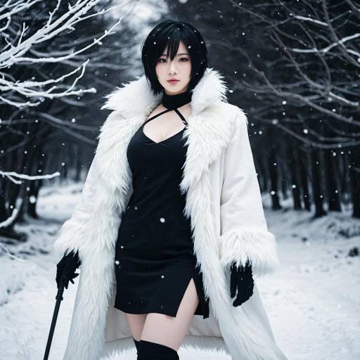Cosplay in Snowy Forest