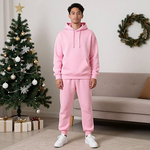 Man in Pink Christmas Sweatshirt