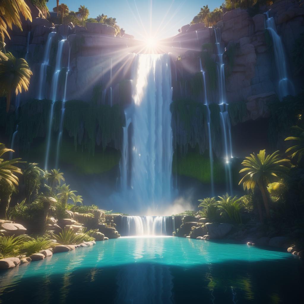 Cinematic Waterfall in Crystal Pool