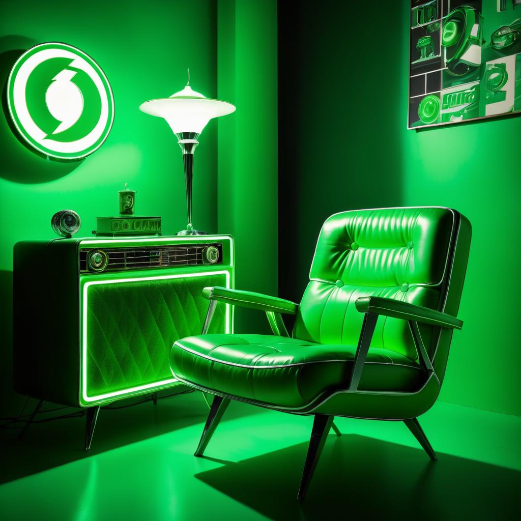 Futuristic Retro Green Lantern Movie Scene