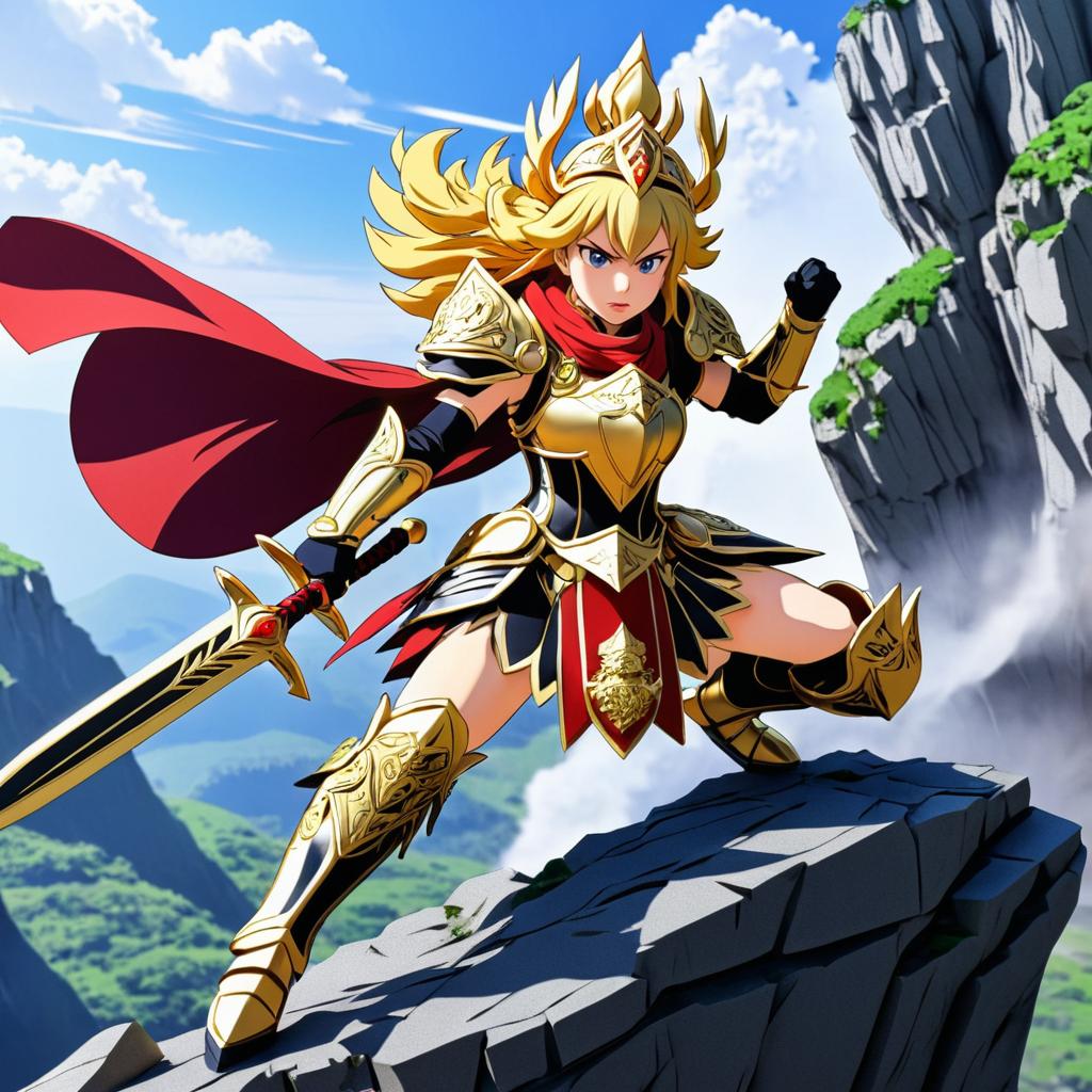 Fierce Warrior Princess on Mountain Cliff