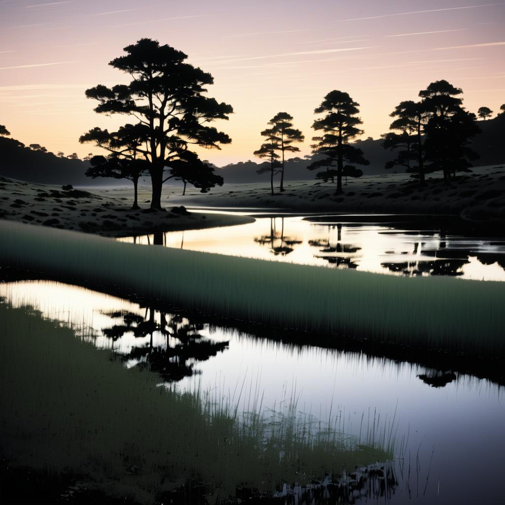 Ethereal Twilight on Serene Riverbanks