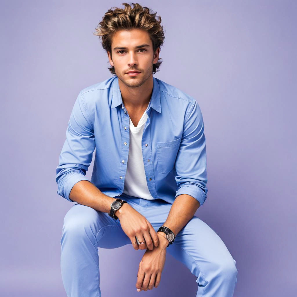 High-Fashion Young Man in Periwinkle