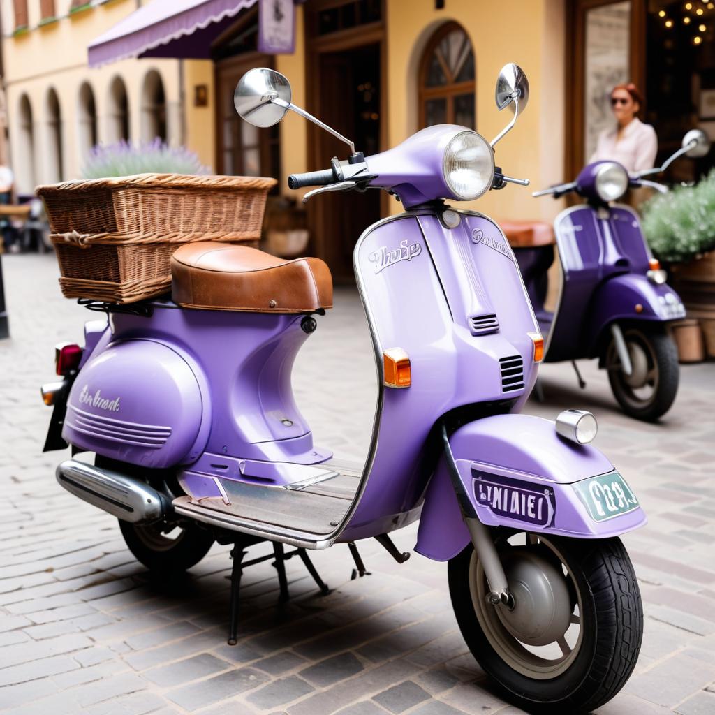 Charming Vintage Lavender Moped in Town