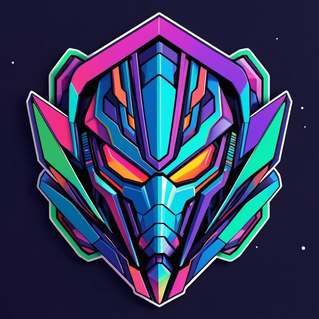 Geometric Alien Mechashot Sticker Design