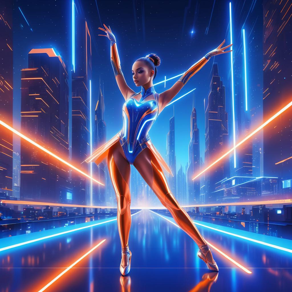 Futuristic Robot Ballerina in Night City