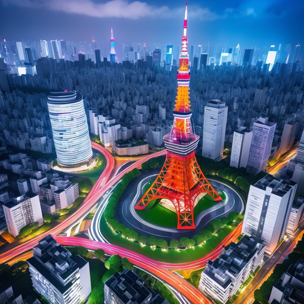 Hyperrealistic Tokyo Tower by Zaha Hadid