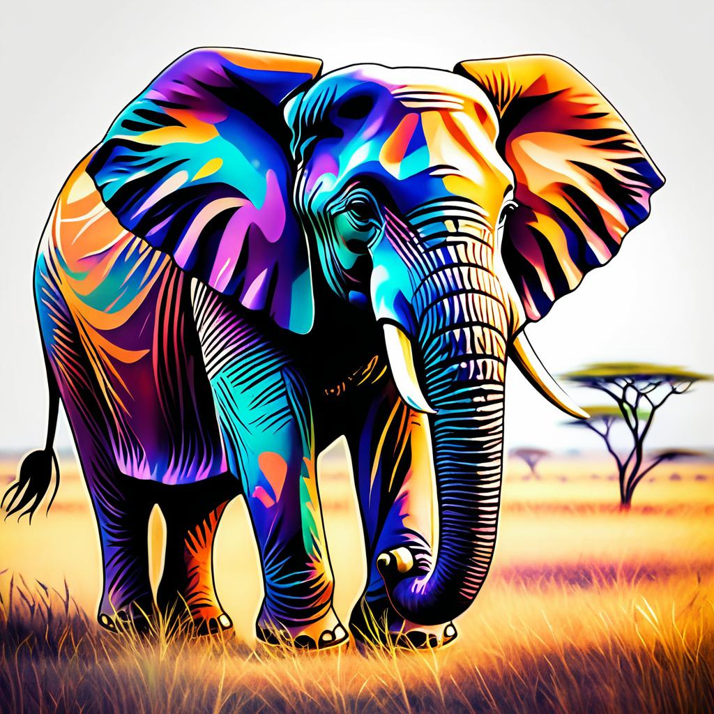 Vibrant Elephant Tattoo Design in Pastel