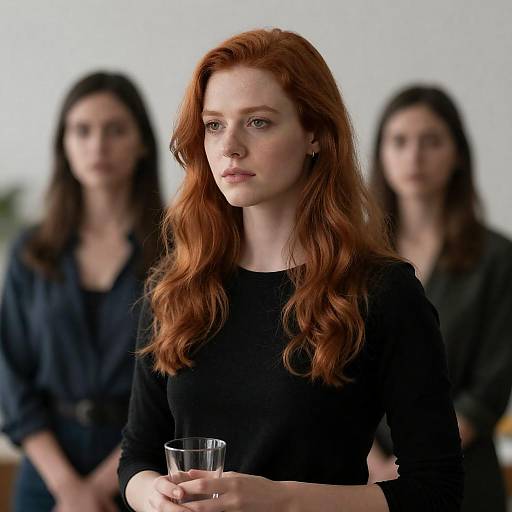 Red Haired Woman Holding Glass Indoors