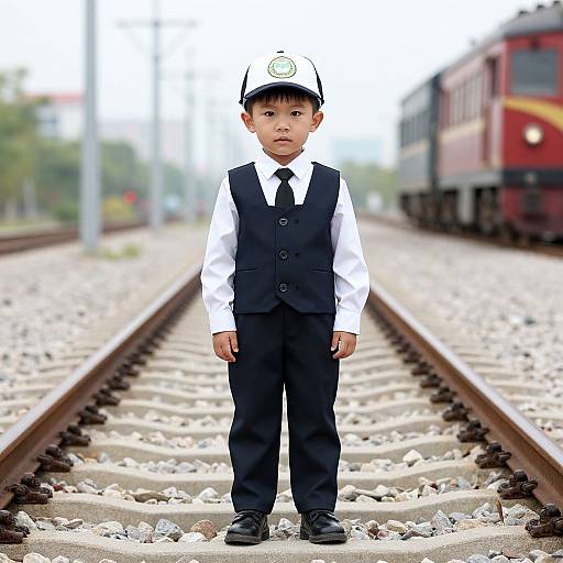 Child in Train Engineer Costume