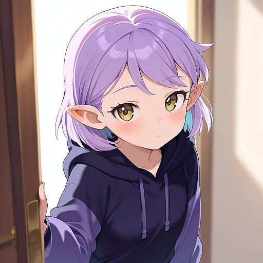 Illustration of Amity blight, the owl house in the style of Nyori