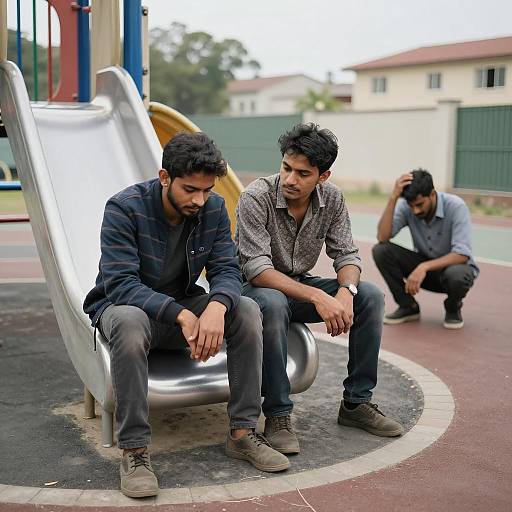 Playground Scene with Three Men