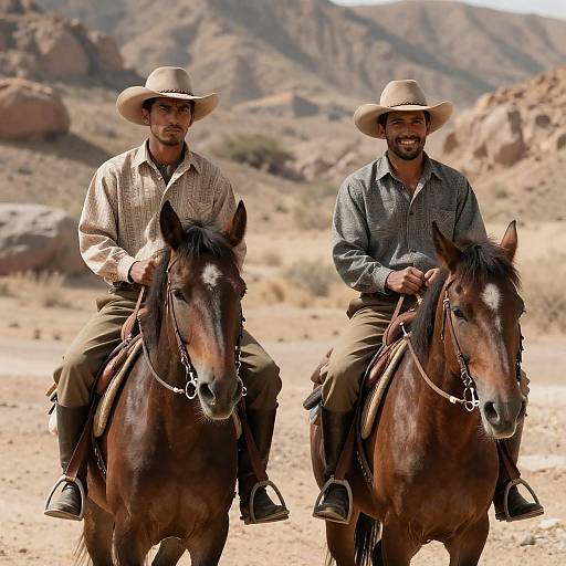 Serene Desert Ride with Two Friends